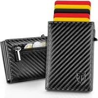 TEEHON Geldbörse Herren Slim Wallet mit Münzfach & RFID-Schutz, Portmonee Herren (Mini Kartenetui Kartenhalter), Brieftasche Geldbeutel und Geschenkbox, Carbon-Schwarz