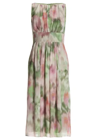 SWING - Cocktailkleid aus bedrucktem Chiffon mit Taillenpasse matcha green/vintage pink - Gr. - 36