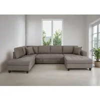 Trends by HG Wohnlandschaft Moritz U-Form, B: 324 cm, mit Bettfunktion, Bettkasten & Zierkissen