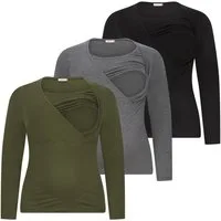 M.M.C. Stillshirt Langarm Umstandsshirt 3er Set Stillmode (3-tlg) Umstandsmode
