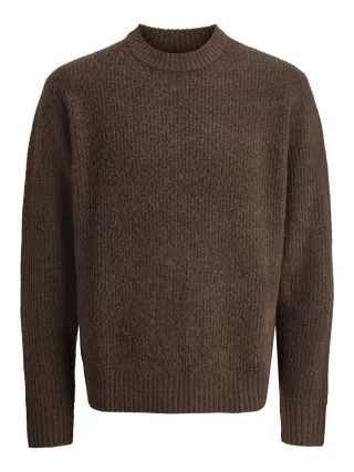 JACK&JONES - JORYORK OLLIE KNIT CREW NECK deep mahogany - Gr. - XXL