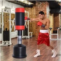 HOMCOM Standboxsack Boxpuppe Boxdummy DummyTraining (Boxsack, 1-tlg., Boxpartner), 158-186 cm Höhenverstellbar NEU Schwarz+Rot
