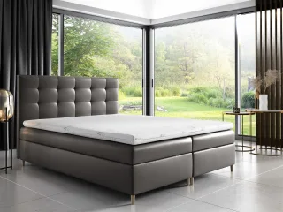Boxspringbett Schlafzimmerbett ARVID 160x200cm Kunstleder Hellgrau