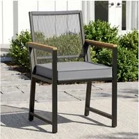 TLGREEN Gartenstuhl Rattan,Wetterfest, Balkonstuhl mit WPC Armlehne, (Outdoor Stuhl mit abnehmbar Kissen, Essstühle aus Metall, 1 St), bis 160 kg belastbar, für Terrasse, Garten, Balkon,Pool