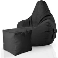 Green Bean Sitzsack Gaming Sitzsack + Hocker Cozy+Cube (2er Set Sitzsack + Hocker - fertig befüllt - robust waschbar schmutzabweisend -, Kinder & Erwachsene Bean Bag Bodenkissen), Lounge Sitzhocker Relax-Sessel Gamer Gamingstuhl Pouf