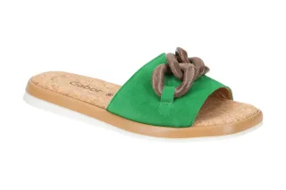 Gabor 24.510 Damen Pantoletten Gr?n Verde Kork/Holz Sohle Fu?bett aus Echtled...