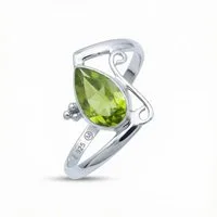 mantraroma Silberring UHA aus 925 Silber mit Peridot (Ring mit Schmuckbeutel), Damenring aus 925er Silber