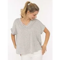 Zwillingsherz T-Shirt "Maritime Streifen" One Size, Kurzarm, V-Ausschnitt, gestreift, Loose Fit