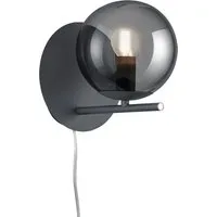TRIO Leuchten LED Wandleuchte mit Schalter, Kabel & Stecker, Höhe 21cm, dimmbar, LED wechselbar, Warmweiß, Retro Wand Nachttischlampe für innen mit Glas-Kugel inkl. Leuchtmittel