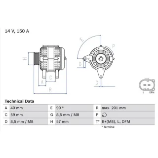 Bosch Lichtmaschine 150A Chrysler Dodge Ford Jeep Seat VW 0986045360