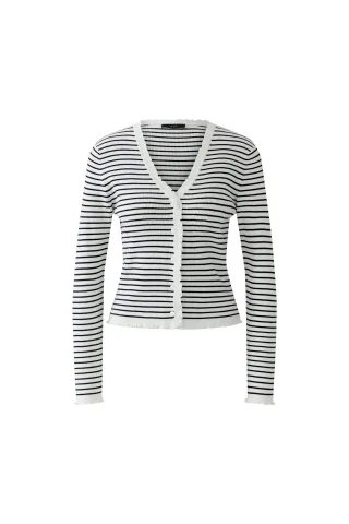 Oui - Strickjacke white blue - Gr. - 44