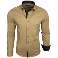 Baxboy Langarmhemd Baxboy Herren Kontrast Hemden Business Freizeit modernes Hemd B-500