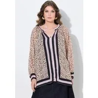 MIAMODA Longbluse Bluse Loose Fit Streifen/Leo Schlupfform