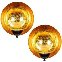 Levandeo® Kerzenständer, 2er Set Wand Teelichthalter Schwarz Gold Metall Kerzenhalter Wanddeko