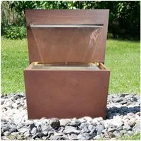 Köhko Gartenbrunnen Brunnen mit LED Höhe 92 CM Wasserspiel aus Cortenstahl/Edelstahl