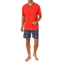 Normann Pyjama Normann Herren kurzarm Schlafanzug Shorty mit karierter Hose