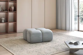 Polsterhocker Designerhocker DARCY 85x85 cm in Stoff Salvador Hellgrau