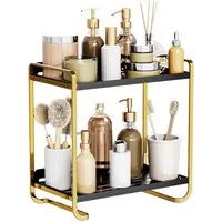 OSTWOLKE Make-Up Organizer für Schminktisch, 2-Stöckiger Badezimmer-Arbeitsplatten, Kosmetik-Aufbewahrungsregal, für Schlafzimmer