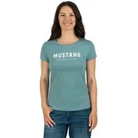 MUSTANG T-Shirt Damen Logo Printshirt Alexia C Logo Slim Fit (1-tlg) Basic Kurzarm Tee Shirt mit Rundhalsausschnitt aus 100% Baumwolle