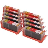 ABC Tintenpatrone (Kompatibles Set 10x Druckerpatrone für Canon 550XL 551XL PGI-550XL, 5450 MG5500 MG5550 MG5600 MG5650 MG6300 MG6350 MG6400 MG6450 MG6600 MG)