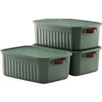 Luxury Bites Aufbewahrungsbox mit Deckel, 20L-15L -10L BPA-freie Kunststoff, nestbar und stapelbar (6 Farben, 9 Farbkombiationen, 3er Set)