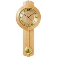AMS Funk-Pendelwanduhr F5165/16 (Quarzuhr, Holz-/Glasgehäuse, Erle,Esszimmer,Wohnzimmer,Made in Germany)