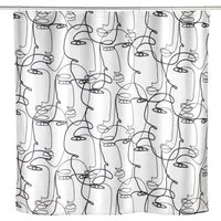 WENKO Duschvorhang Faces Breite 180 cm, Höhe 200 cm, Polyester, waschbar