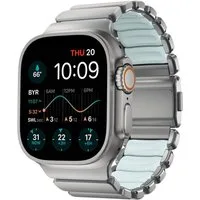 Nomad Smartwatch-Armband Stratos Band Titanium Natural 49mm Icy Blue Glow