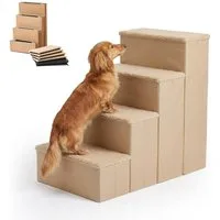 relaxdays Haustiertreppe Faltbare Hundetreppe mit Stauraum (1-St), Beige, L