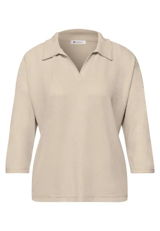 Street One - Shirt in Unifarbe cotton beige - Gr. - 40