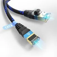 UltraHDTV CAT 8.1 40 Gbps LAN Kabel, Patchkabel Gigabit RJ45 Ethernet Netzwerkkabel, RJ45, Ethernet (2500 cm), Knickschutz, Nylon-Ummantelung mit 40.000 Mbit Glasfaser