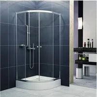 KOLMAN Komplettdusche Vitoria Halbrund Duschkabine mit Duschwanne, BxT: 80x80 cm, Sicherheitsglas, 180 cm, Transparentes Glas, Ablaufgarnitur Gratis
