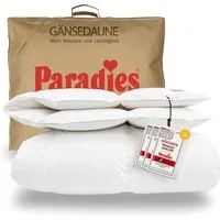 Paradies Gänsedaunenbettdecke Gabi 90, Daunendecke 135x200 cm, 155x220 cm und 200x200 cm, Füllung: 90% Daunen, 10% Federn, Bezug: 100% Baumwolle, warme Winterdecke 135 x 200cm, Made in Germany