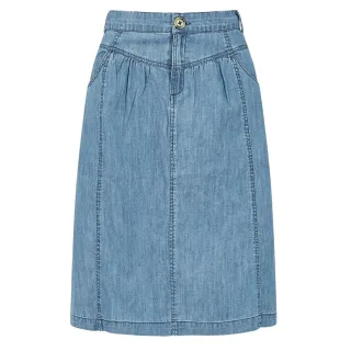 Yumi - Midirock für Damen, Chambray-Stoff, Regulär (Hellblau)