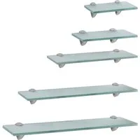 Clanmacy Wandregal Glasregal mit Halterung 20-60cm Glasboden Milchglas Glasscheibe
