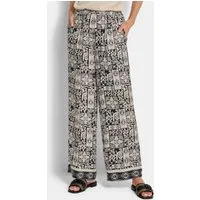 GOLDNER Stoffhose Kurzgröße: Viskosehose mit Bicolor-Druck Druckhose mit Schlupfbund, Eingriffstaschen und Knöchellänge