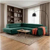 Muffo Ecksofa Wild Ecksofa mit Schlaffunktion, Verstellbare Kopfstützen, Schlaffunktion mit Bettkasten