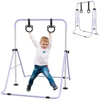 HOMCOM Turnreck Kinder Gymnastik Turnreck 5-stufige höhenverstellbar, (Reckanlage, 1-St., Reckstange), für Indoor bis 50 kg belastbar Stahl Violett