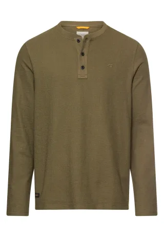 camel active - Henleyshirt mit Knopfleiste deep olive - Gr. - L