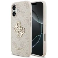 Guess Handyhülle iPhone 17 Kunstleder rosa Big Logo Metall goldfarben 6,3 Zoll, Kantenschutz