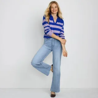 Recover Jeans High Waist mit weitem Bein, Damen,  Blau, by Lands' End