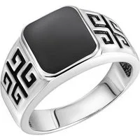 Vivance Fingerring 925/- Sterling Silber rhodiniert schwarzer Achat