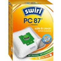 Swirl Staubsaugerbeutel Swirl PC87 PC 87, passend für Panasonic Staubsauger, inkl. 1 Filter - zuschneidbar, 4 St., Optimale Passform, MicroPor® Plus-Qualität für lange Nutzungsdauer