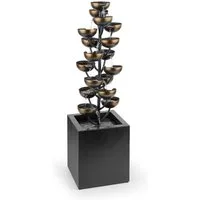 blumfeldt Wasserspiel Joshua Tree Gartenbrunnen 7W 17 Schalen 10m Kabel Indoor+Outdoor, 26 cm Breite, Zierbrunnen Zimmerbrunnen Wasserspiel mit LED & Wasserkreislauf