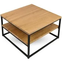 holz4home® Couchtisch Beistelltisch aus Eichenholz mit zwei Ablagen, Massivholz