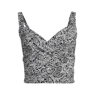 Kurzes Tankinitop mit V-Ausschnitt für Damen in Plus-Größe, Damen, size: plus, Schwarz, Elasthan/Nylon-Mischung, by Lands' End