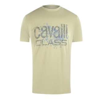 Cavalli Class T-shirt Mit Gesprühtem Logo In Beige Und Sand
