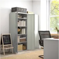 HOMCOM Rollcontainer Mehrzweckschrank mit verstellbarer Ablage, 2 Türen, (Aufbewahrungsschrank aus Stahl, 1 St., 4 verstellbaren Regalen), für Arbeitszimmer, Wohnzimmer, Weiß