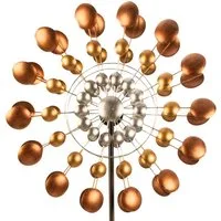XiRRiX Deko-Windrad Wunderschönes Windspiel XXL Windrad für den Garten (gold/silber, Ø 61 cm H: 83 cm), Gartendeko Sommerdeko Windrad mit Gartenstecker