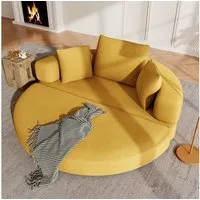 Merax Schlafsofa mit Schlaffunktion, Multifunktionales Sofa mit Hocker, Boneless Couch, Klappsofabett für Wohn/Arbeits/Schlafzimmer 1 Teile, 2-in-1 Sofa-Bett mit Cordstoffbezug inkl. 3 Kissen, 173x176cm